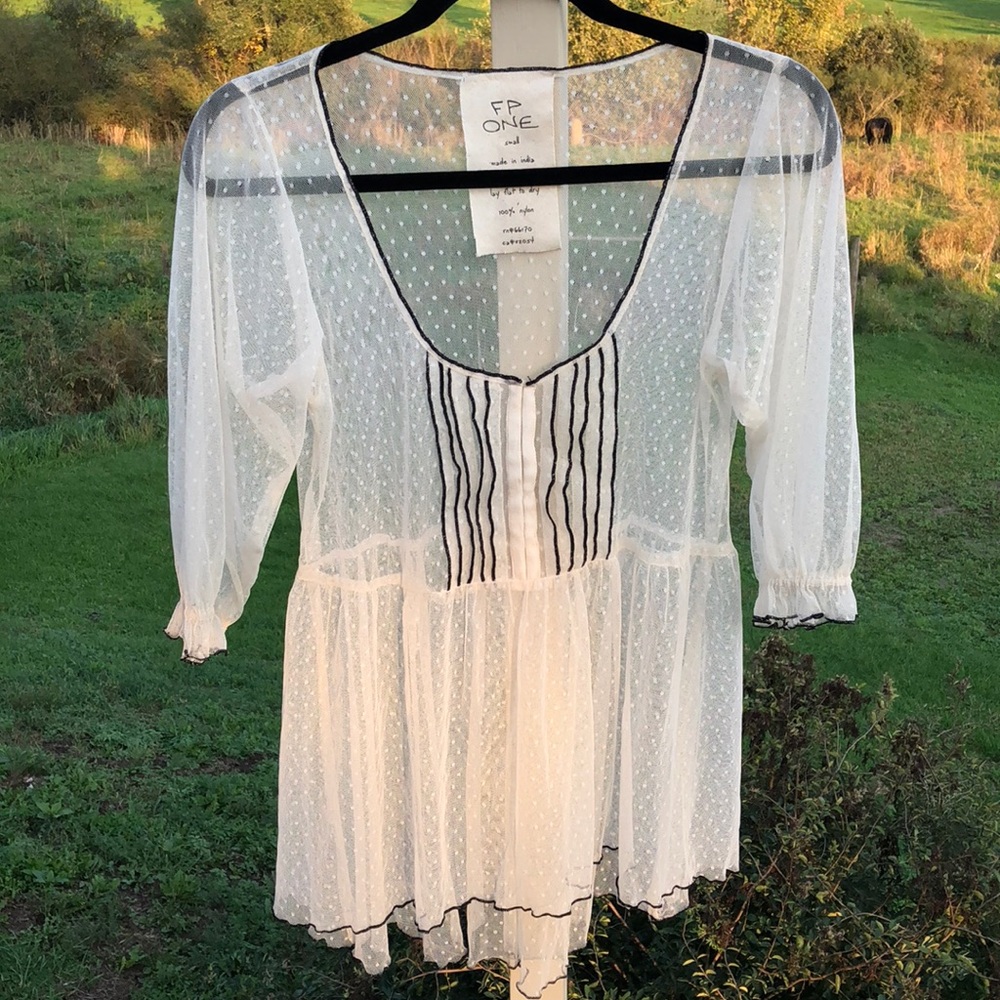 Free People Sheer Flowy Blouse